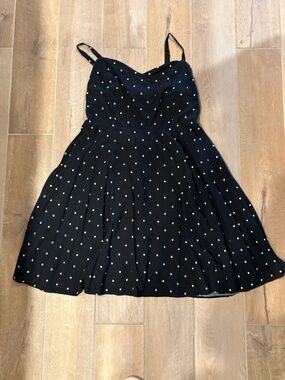 Old Navy Black Polka Dot Flare Dress